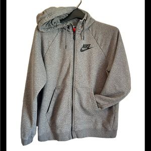Nike Full Zip Hoodie Womens L Heather Grey 2 Pocket Lightweight
